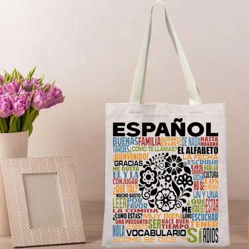 Miniatura 6 de Bolsa de lona en español Regalo para profesor de español, regalo en español, bolsa de hombro para mamá española