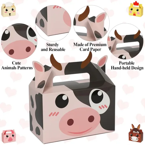 Miniatura 5 de 24 paquetes de cajas de regalo para fiesta de animales de granja, temática de granja, cajas de dulces para cumpleaños, bolsas de regalo de Navidad