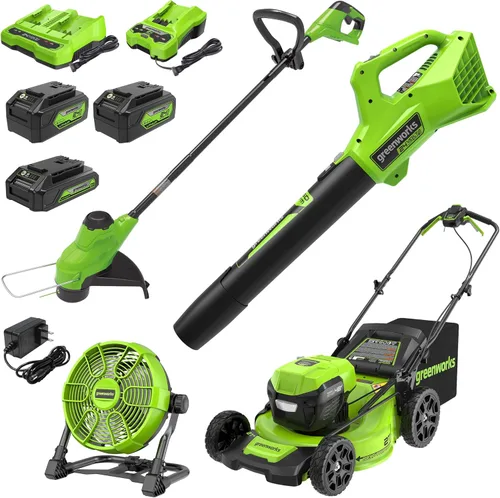 Miniatura 11 de Greenworks 48V (24V x 2) Herramienta de patio inalámbrica de alto rendimiento Combo: cortacésped autopropulsado de 21 pulgadas, recortadora