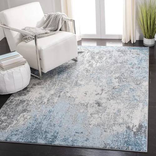 Miniatura 18 de SAFAVIEH Tulum Collection - Alfombra decorativa de 2 x 5 pies, color gris y azul, diseño abstracto moderno, no desprende pelusa y fácil de limpiar