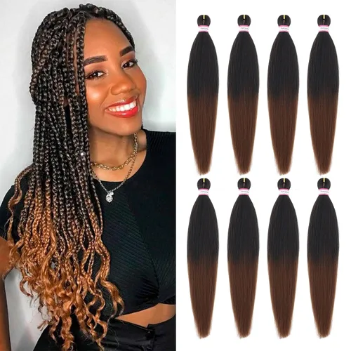 Miniatura 56 de Extensiones de cabello para trenzar preestiradas, color negro, 12 pulgadas, 8 paquetes de cabello natural para trenzar, fácil trenza, ajuste de agua