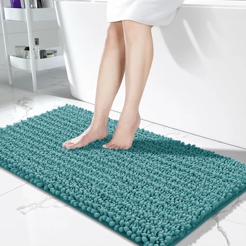 Miniatura 19 de Yimobra Alfombras de Baño Antideslizantes Lavables - Alfombra de Baño de Chenilla Ultra Suave Absorbente, Alfombra Peluda de Secado Rápido para Negro