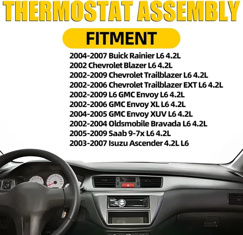 Miniatura 2 de Conjunto de carcasa de termostato compatible con Trailblazer Envoy 9-7 Rainier Ascender Bravada 2002-2009 4.2L
