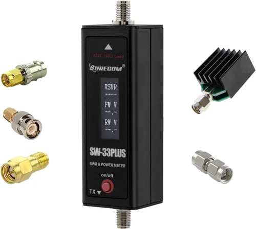 Mcbazel Surecom SW-33 Plus 100W 125-525 MHz Mini Digital VHF UHF Radio bidireccional Portátil Power & SWR Medidor Negro