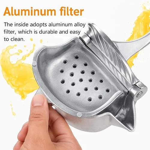 Miniatura 3 de Exprimidor manual de aluminio, prensa manual mejorada con agarre ergonómico, fácil de usar y limpiar, eficiente extractor de jugo de cítricos