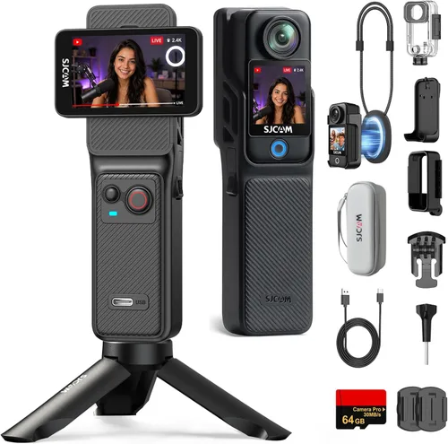 Miniatura 11 de SJCAM C400 4K Travel Vlogging Cámara,Cámara corporal de grabación 7H para creadores y bloggers de YouTube, estabilizador de 6 ejes y pantalla táctil