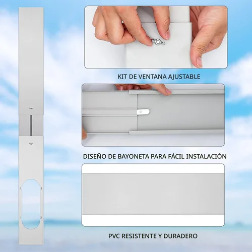 Miniatura 5 de LEZIFU Kit de aire acondicionado portátil con manguera, sello de ventana ajustable con manguera de 5.9 pulgadas de diámetro y 59 pulgadas