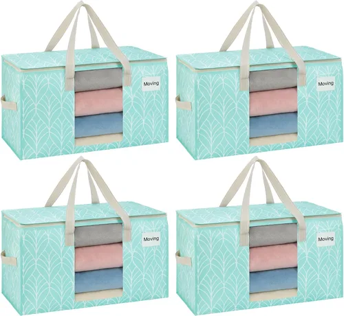 Miniatura 40 de VENO Paquete de 4 bolsas de mudanza resistentes, bolsas de almacenamiento de ropa y edredón con ventana transparente, suministros de embalaje