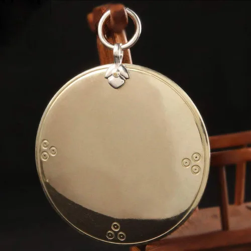Miniatura 2 de Espejo de latón Feng Shui Bagua de 2.5 pulgadas, espejos manuales para chismes, geomancia, cóncavos de doble cara, convexos para colgar en puertas