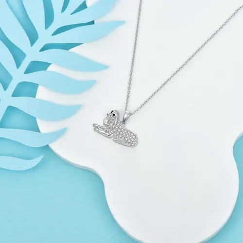 Miniatura 51 de Collares con colgante de perro de plata de ley S925 – 24 razas corgi/husky/labrador/pastor para mujer
