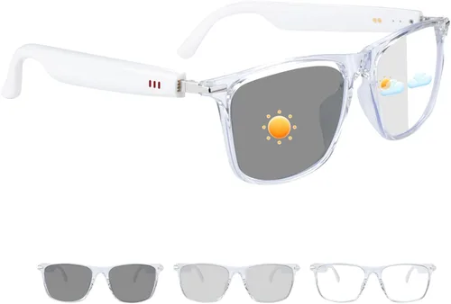 Miniatura 9 de Lentes inteligentes para hombres y mujeres, gafas Bluetooth de oreja abierta con altavoz, lentes que cambian de color de luz azul, control táctil