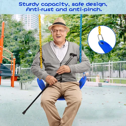 Miniatura 3 de Asiento de columpio de repuesto de asiento de columpio de EVA suave con 2 hebillas de bloqueo, soporta 300 libras, accesorios TreeSwing con ganchos