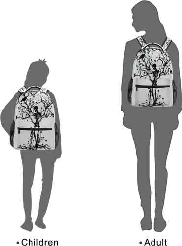 Miniatura 9 de Mochila negra del Día de los Muertos con patrón de calavera para adultos, mochila escolar casual, bolsa universitaria de viaje, con cremallera
