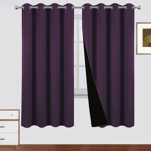 Miniatura 17 de LEMOMO Cortinas 100% opacas de 52 x 95 pulgadas, 2 paneles de oscurecimiento con aislamiento térmico para dormitorio Negro