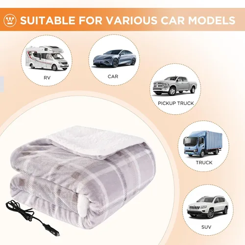 Miniatura 6 de Westinghouse Manta térmica para auto, manta eléctrica de 12 voltios para automóvil, camión, SUV, RV, manta térmica portátil para campamento, cuadros