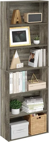 Furinno Jaya Simply Home Librería abierta de 6 niveles, roble francés