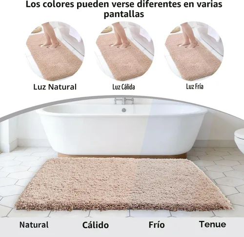 Miniatura 7 de Disolla - Alfombra antideslizante pequeña y esponjosa para el suelo del baño, lavable, afelpada, para ducha, absorbente, color beige, 17 x 24