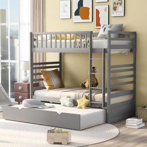 Miniatura 17 de Harper&Bright Designs - Litera individual sobre individual con barandilla de seguridad, escalera, cama nido individual con 3 cajones para niños