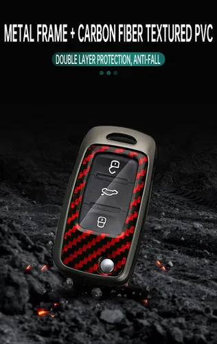 Miniatura 7 de ontto Funda para llavero de automóvil para Volkswagen Jetta Golf GTI Passat Polo Tiguan Atlas Touareg Beetle Flip Flip Llave plegable, soporte