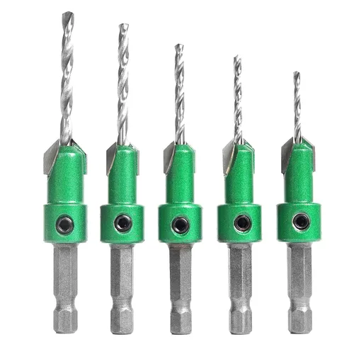 Miniatura 7 de Juego de 3 brocas avellanadoras combinadas, brocas avellanadoras cónicas #6, #8, #10, broca de acero de alta velocidad para fregadero de acero