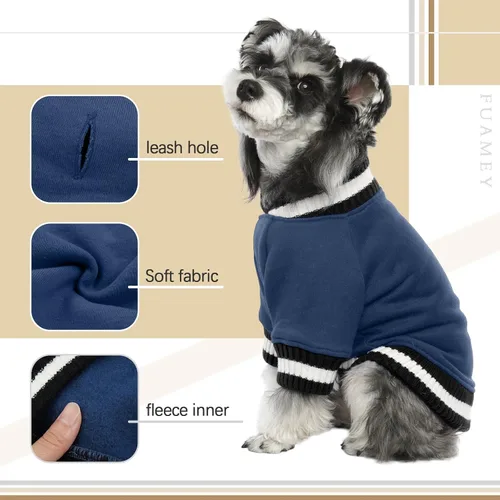 Miniatura 5 de FUAMEY Sudadera con capucha para perro - Suéter de forro polar para mascotas cálido de invierno, suave, lindo suéter azul para perrito, niño o niña