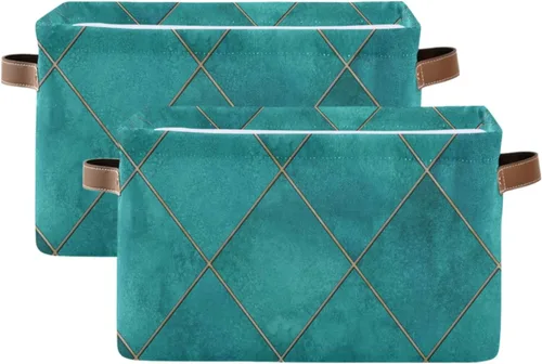 Miniatura 8 de Blueangle Cesta de almacenamiento rectangular de flores blancas y negras, 15 x 11 x 9.5 pulgadas, cesta organizadora plegable para decoración