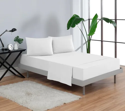 Miniatura 4 de Juego de sábanas 100% algodón con bolsillo profundo, tejido de camiseta, extra suave, fácil ajuste, juego de 3 piezas con funda de almohada