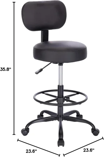 Miniatura 3 de SUPERJARE Silla de dibujo con respaldo, taburete con reposapiés ajustable, silla de escritorio de oficina multiusos, cojín de asiento grueso