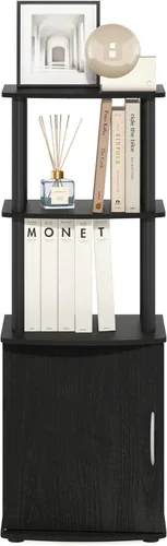 Miniatura 3 de Furinno Turn-N-Tube - Mesa auxiliar de entretenimiento para TV alta con estante de exhibición y gabinete de almacenamiento de 2 niveles, Madera/Negro