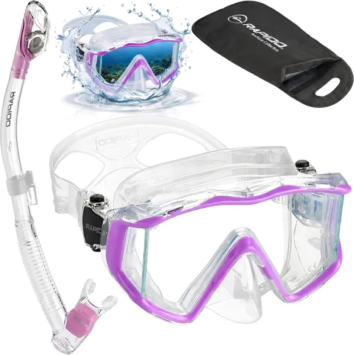 Miniatura 4 de Phantom Aquatics Rapido Clareza Máscara de Tres Lentes y Snorkel Combo