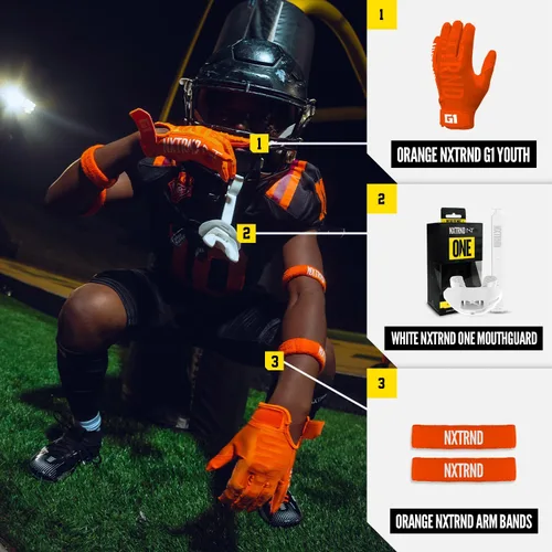 Miniatura 5 de Nxtrnd G1 - Guantes de fútbol juvenil, guantes receptores adhesivos para niños Naranja