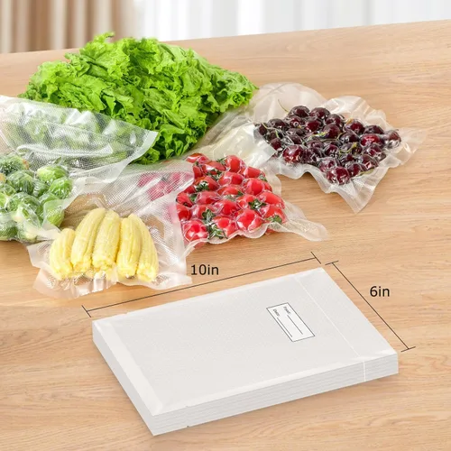 Miniatura 7 de FRESKO Bolsas selladoras al vacío, tamaño de pinta, paquete de 100 unidades de 6 x 10 pulgadas, selladores para aspiradora de comidas, seguras al