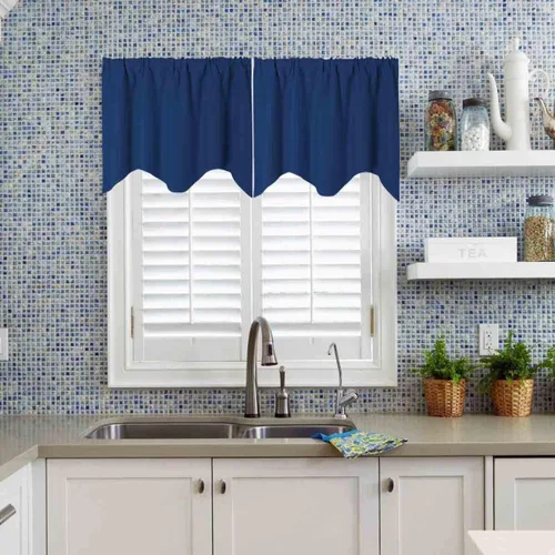 Miniatura 16 de Cenefa Blanco Puro Paquete de 2 - Cortinas de Liquidación para Sala de Estar, Baño y Dormitorio - Estilo Granja Festoneado, 18 Pulgadas de Largo