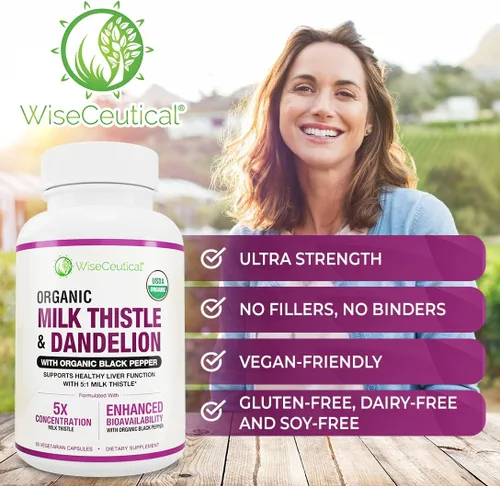 Miniatura 8 de Max Absorption USDA Organic Milk Thistle Potente 5:1 Extracto concentrado (2000 mg de fuerza) y raíz de diente de león orgánica Flavonoide