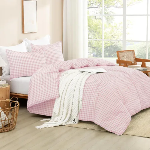 Miniatura 31 de Andency Edredón a cuadros tamaño individual (66 x 90 pulgadas), juego de cama a cuadros negros y blancos para adolescentes y niños, ropa de cama