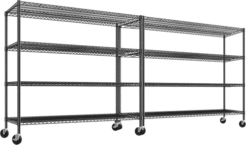 Miniatura 11 de REIBII Estantería de almacenamiento de 60" de ancho 2878LBS Unidad de estante de metal con ruedas Estantería de garaje resistente Estanterías