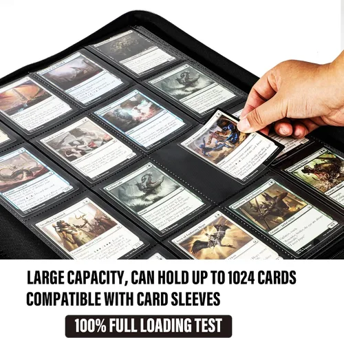 Miniatura 3 de Premium Carpeta con más de 1000 bolsillos, carpeta de álbum de 16 bolsillos sin anillas para cartas coleccionables con diseño de etiqueta, carpeta
