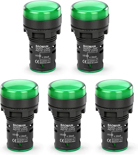 Miniatura 22 de Baomain LED Indicador Piloto Luz Piloto AD16-22D AC 110V 20mA Ahorro de Energía Verde Paquete de 2