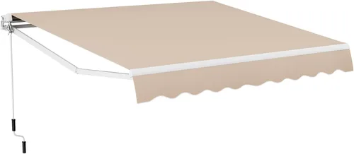Tangkula - Toldo retráctil de 10 pies x 8.2 pies, toldo de aluminio para patio con mango de manivela y poliéster resistente al agua, toldo retráctil