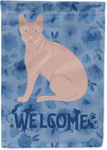 Miniatura 89 de Caroline's Treasures CK5047CHF Ojos Azules - Bandera de bienvenida con diseño de gato para casa de porche, grande, para colgar en la pared