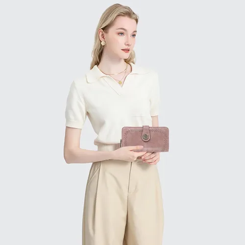 Miniatura 6 de SENDEFN Cartera de cuero para mujer, con bloqueo RFID, tarjetero para tarjetas de crédito, cartera de mano para mujer