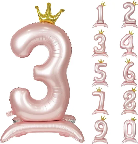 Miniatura 59 de Globos de aluminio grandes con corona negra número 0 para niños y niñas, cumpleaños, boda, aniversario, fiesta, baby shower, suministros 0