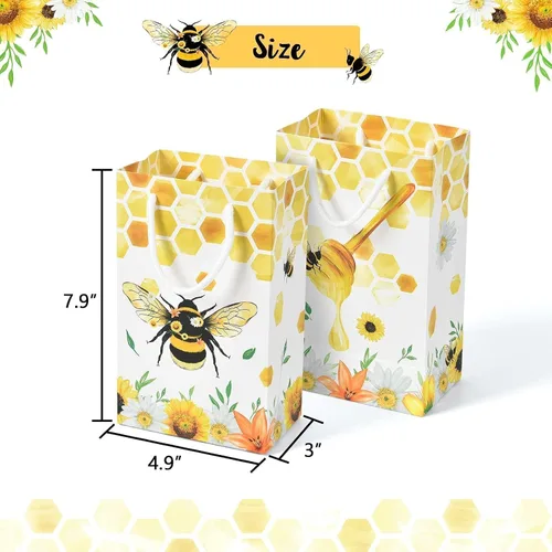 Miniatura 2 de WERNNSAI Paquete de 16 bolsas de regalo de abejas, suministros de fiesta de abejas, bolsas de recuerdo para niños y niñas, decoraciones