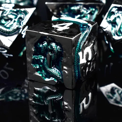 Miniatura 12 de Rule Dice Dados D&D de 7 Dados de Metal DND, Juego de Dados Metálicos Ponderados de Calabozos y Dragones, Juegos de Dados Poliédricos D y D Grandes