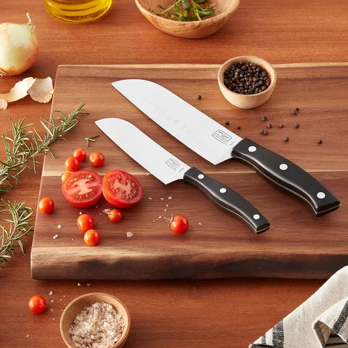 Miniatura 5 de Chicago Cutlery Juego de 4 cuchillos para carne de 4-1/2 pulgadas, juego de 4 cuchillos para carne con asas de madera y cuchillas afiladas de acero