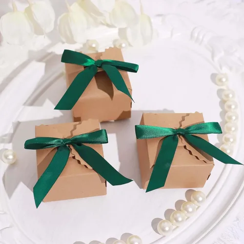 Efavormart - 50 lazos de cinta preatados de satén verde esmeralda cazador de 3 pulgadas, cesta de regalo, decoración de bolsas de recuerdo de