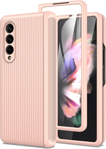 Miniatura 10 de MAKAVO Funda para Samsung Galaxy Z Fold 3 5G con protección de bisagra, protector de pantalla de vidrio templado integrado, ajuste delgado 3D Negro