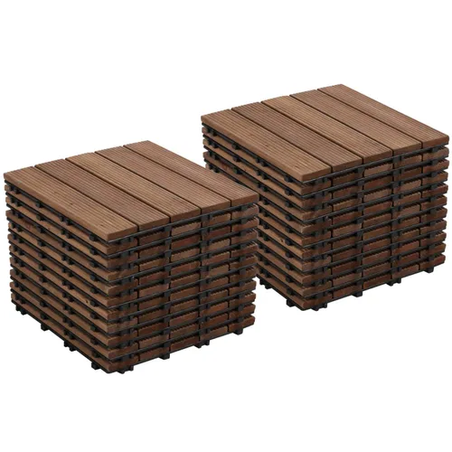 Miniatura 21 de Yaheetech 55 azulejos de terraza de patio entrelazados de madera compuesta de madera para cubierta de pisos de madera de 12 x 12 pulgadas, madera