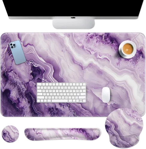 Miniatura 33 de Britimes Blue Sea - Juego de Alfombrilla de Teclado y Mouse Playa de Arena Rosa 4 en 1 Alfombrilla Grande + Reposamuñecas para Teclado +