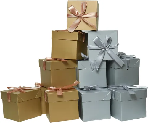 Miniatura 17 de 12 cajas de regalo de Navidad con tapas, cajas negras para cumpleaños, bodas, día de San Valentín, Navidad, aniversario (negro, 4 x 4 x 4 pulgadas)